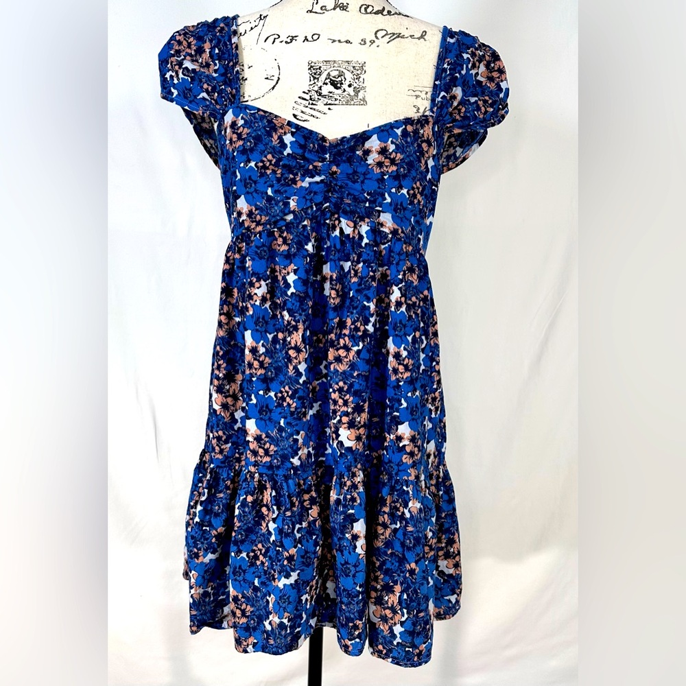 Free People Pattern Play Floral Mini Dress Medium Coastal Cowgirl Bohemian